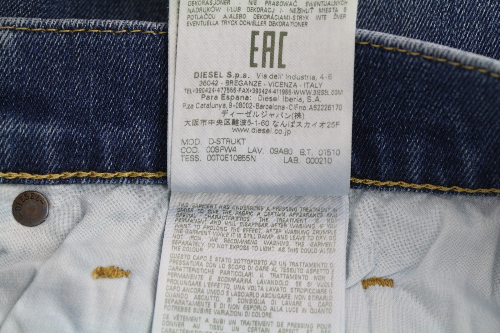 DIESEL D-Strukt 09A80 Mens Jeans W30/L30 Slim  Stretch Zip Fly Washed Blue