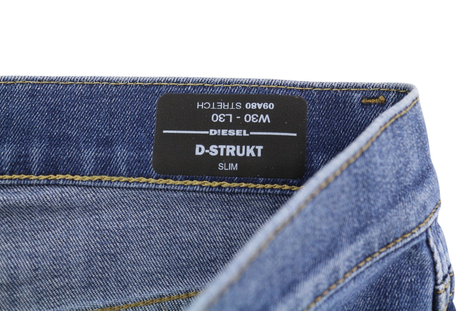 DIESEL D-Strukt 09A80 Mens Jeans W30/L30 Slim  Stretch Zip Fly Washed Blue