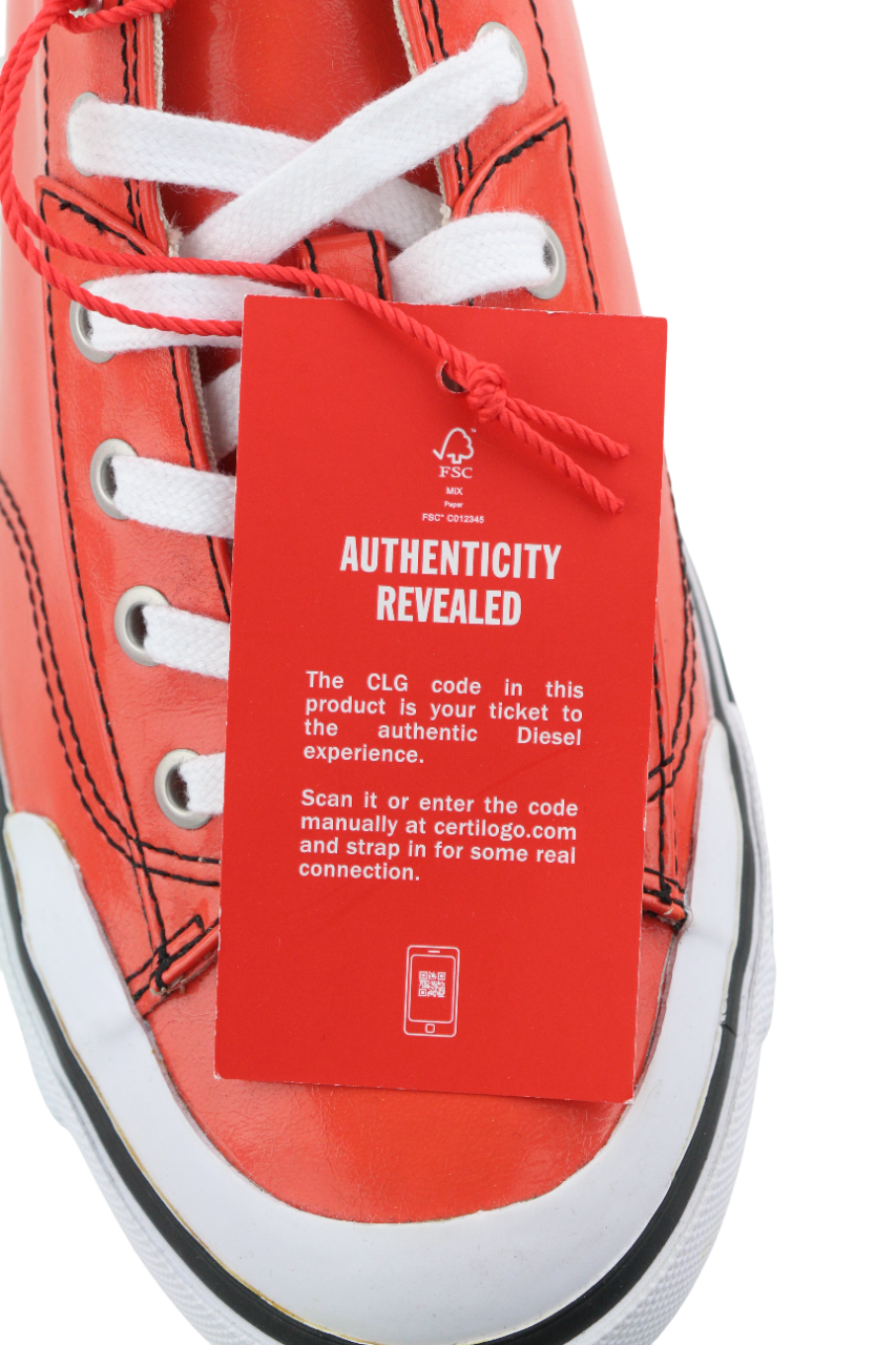 DIESEL S-Athos Low Mens Sneakers EU42.5 Red Coated Lace Up Trainers RRP€160