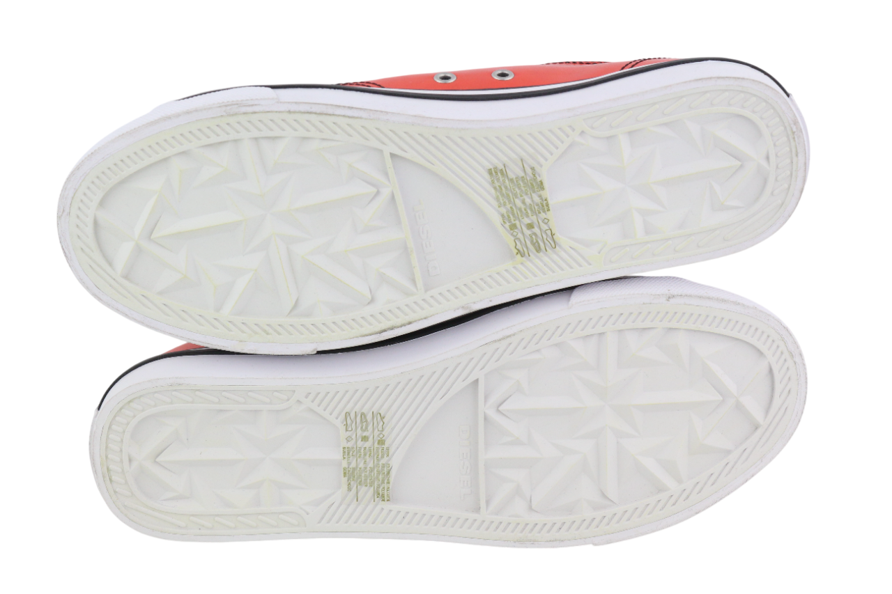 DIESEL S-Athos Low Mens Sneakers EU42.5 Red Coated Lace Up Trainers RRP€160