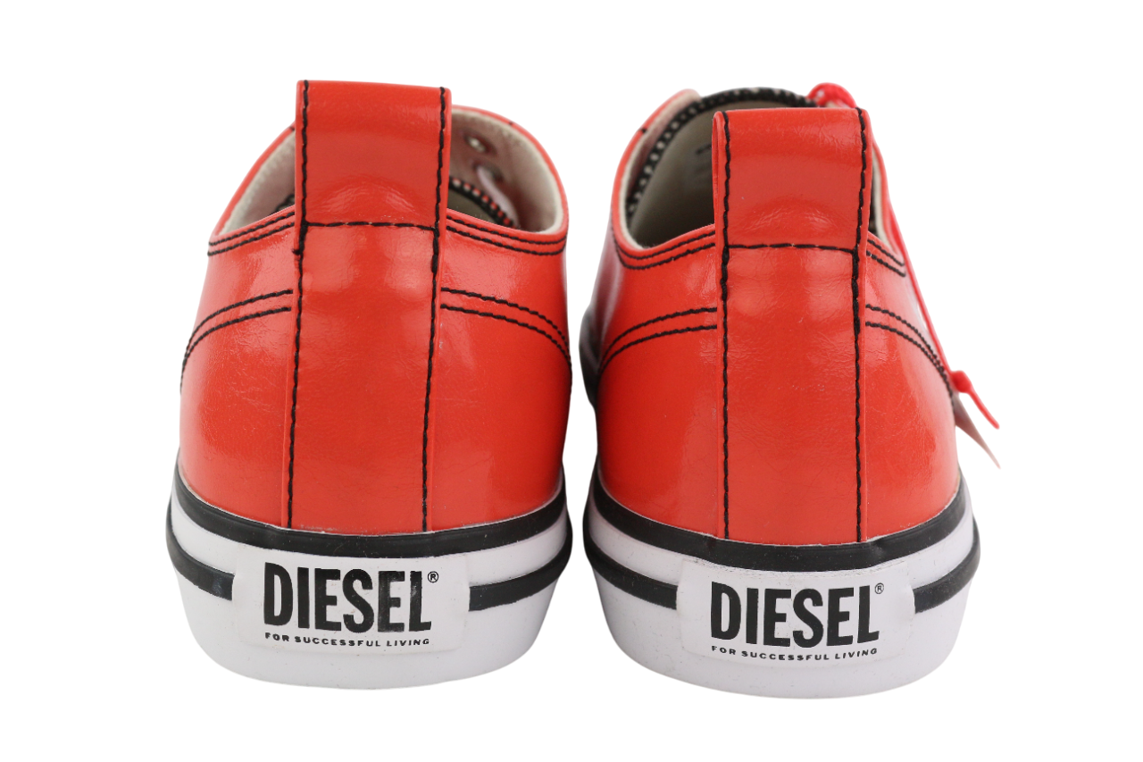 DIESEL S-Athos Low Mens Sneakers EU42.5 Red Coated Lace Up Trainers RRP€160