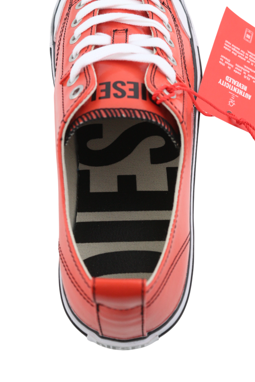 DIESEL S-Athos Low Mens Sneakers EU42 Mid Red Coated Lace RRP€160 Trainers