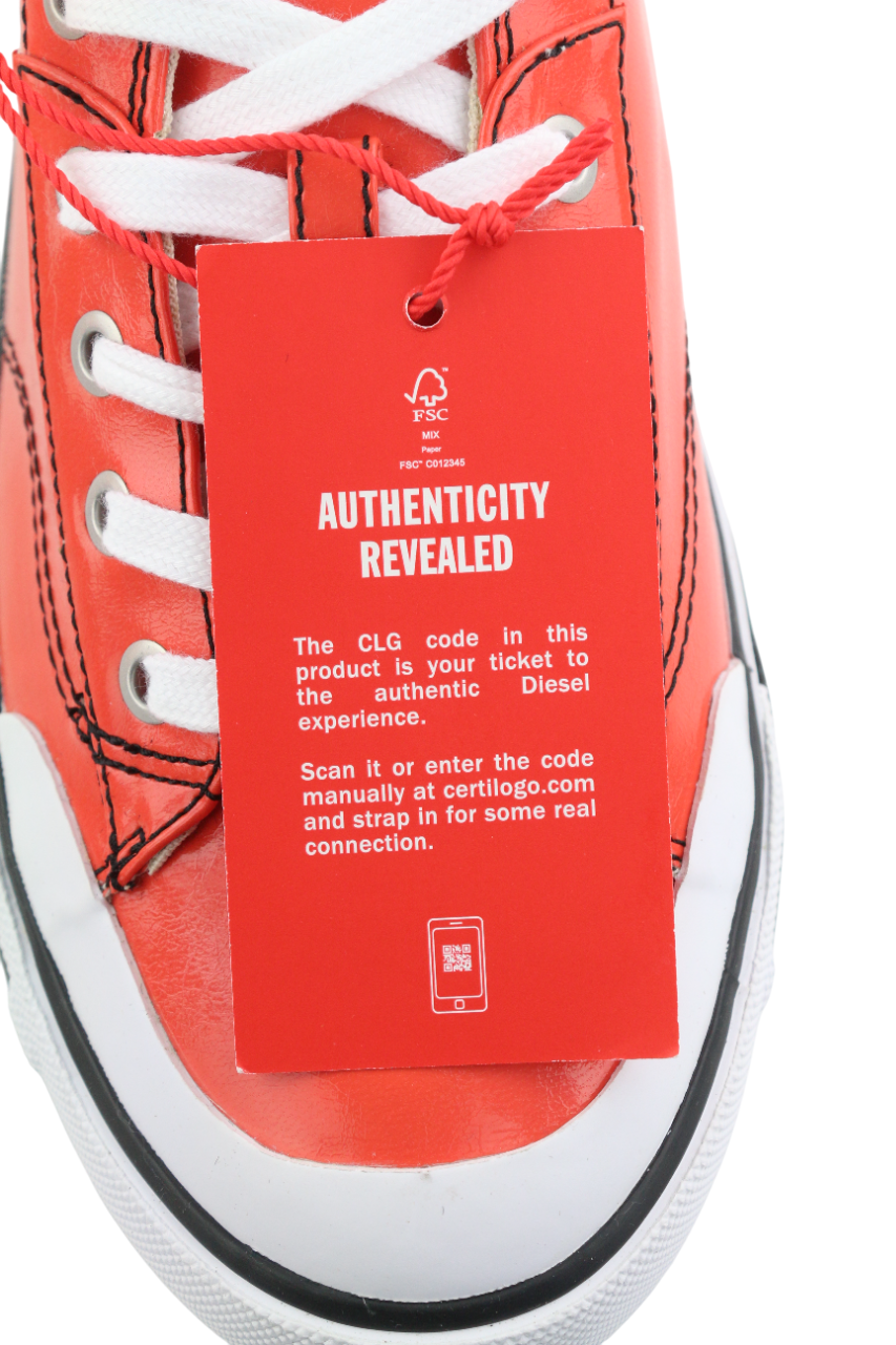 DIESEL S-Athos Low Mens Sneakers EU42 Mid Red Coated Lace RRP€160 Trainers