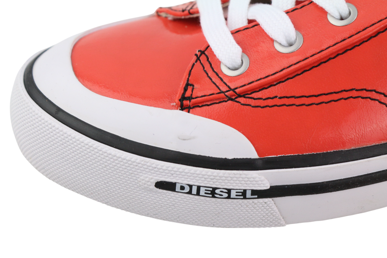 DIESEL S-Athos Low Mens Sneakers EU42 Mid Red Coated Lace RRP€160 Trainers