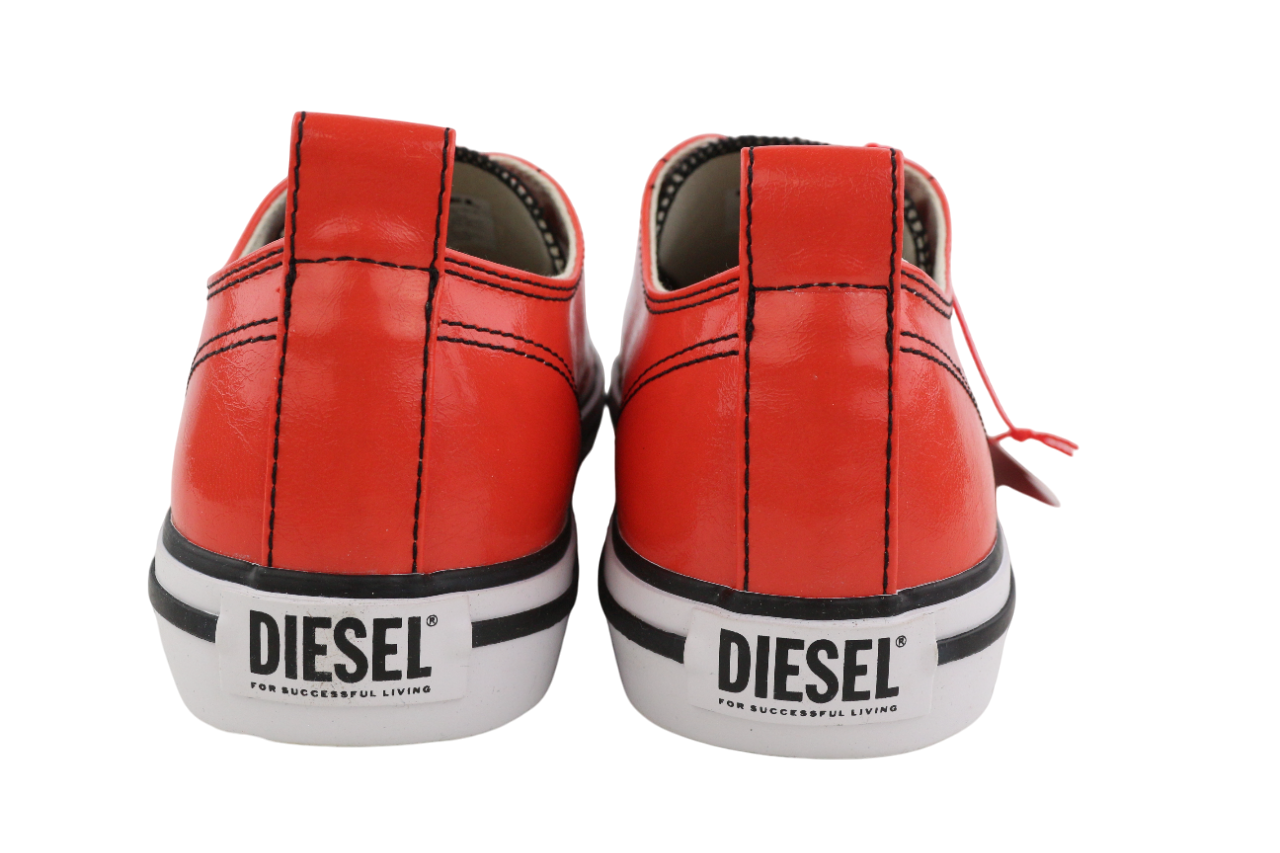 DIESEL S-Athos Low Mens Sneakers EU42 Mid Red Coated Lace RRP€160 Trainers