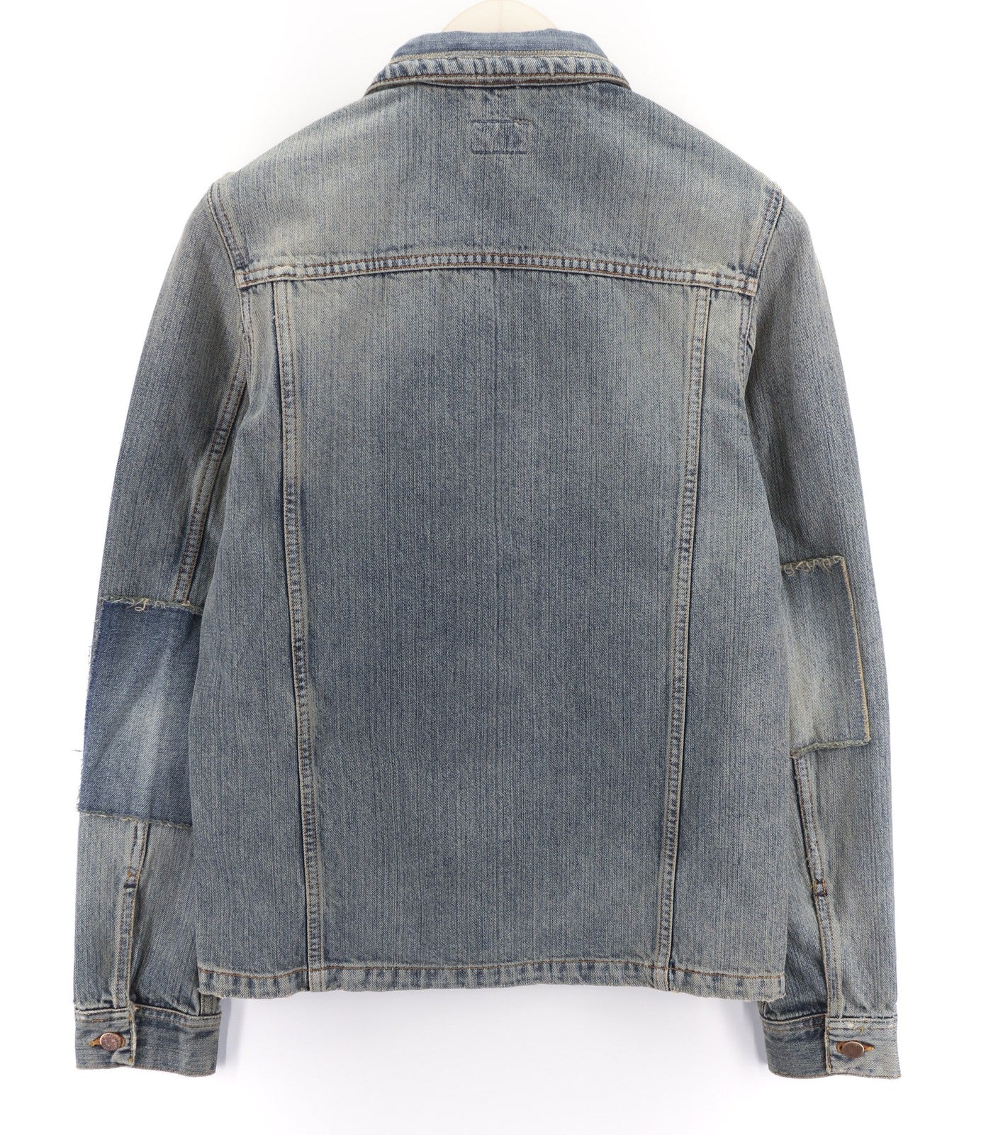 NUDIE Ronny Patches Mens Jacket XS Faded Blue Pockets Unlined  Button PL