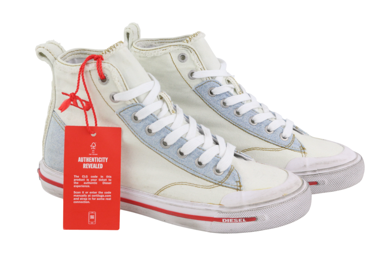 DIESEL S-Athos Mid Womens Sneakers EU39 White Ankle Top Lace Up Almond RRP€175