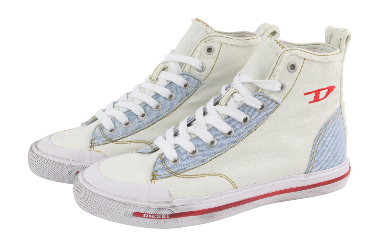 DIESEL S-Athos Mid Womens Sneakers EU39 White Ankle Top Lace Up Almond RRP€175