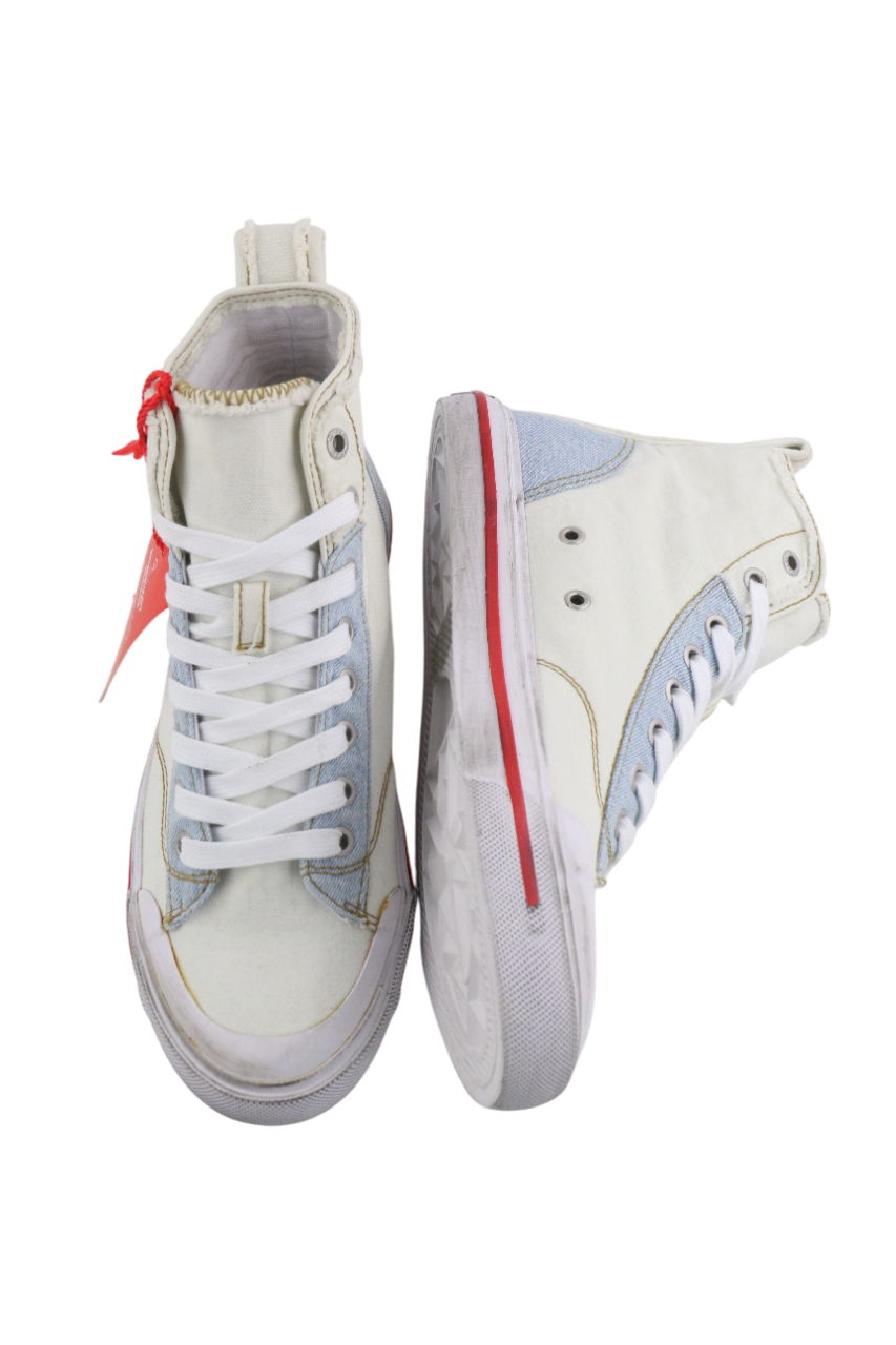 DIESEL S-Athos Mid Womens Sneakers EU39 White Ankle Top Lace Up Almond RRP€175