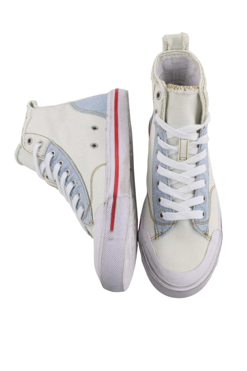 DIESEL S-Athos Mid Womens Sneakers EU39 White Ankle Top Lace Up Almond RRP€175