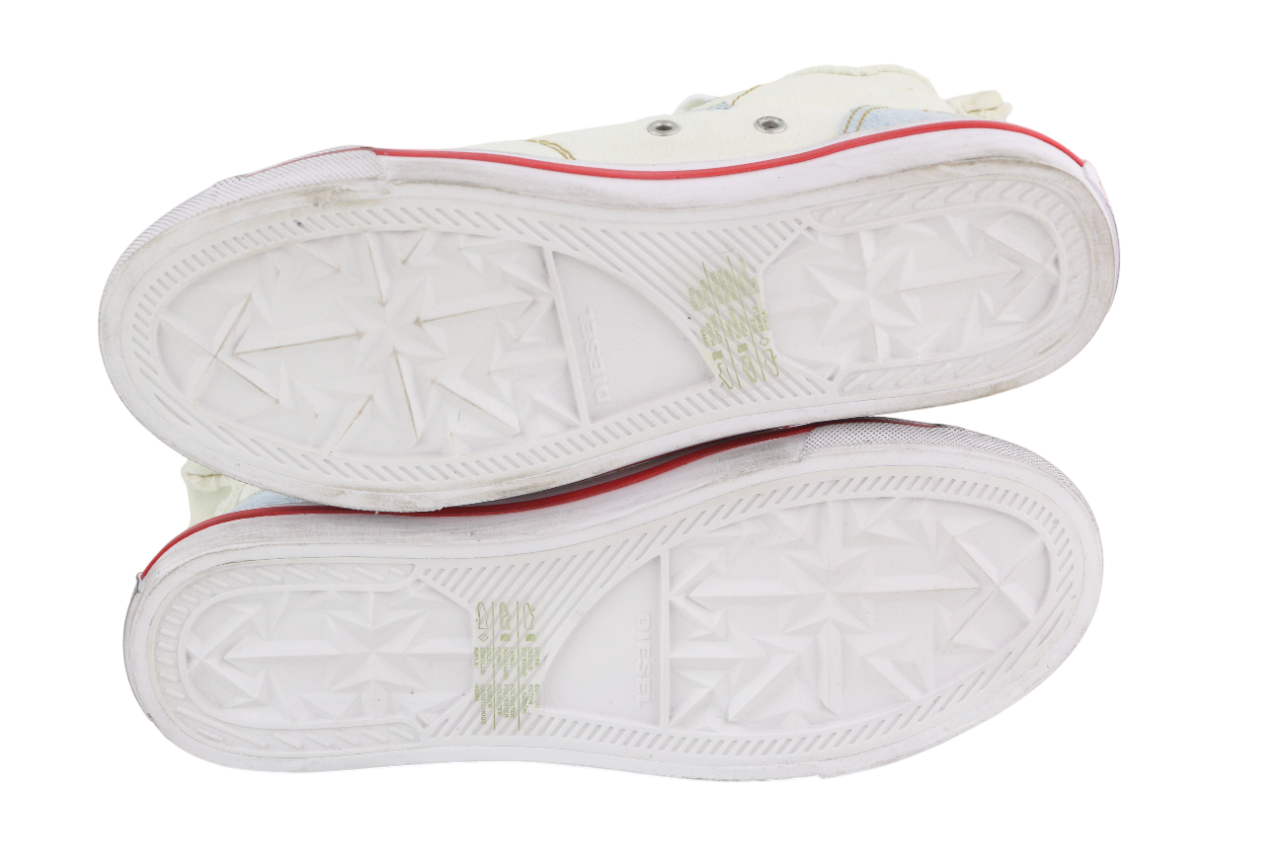 DIESEL S-Athos Mid Womens Sneakers EU39 White Ankle Top Lace Up Almond RRP€175