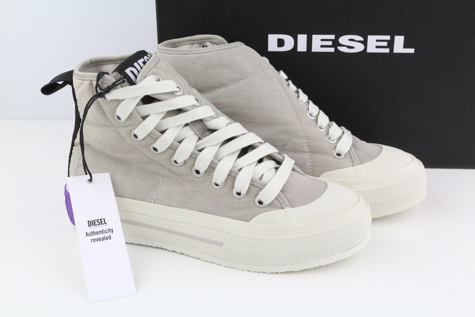 DIESEL S-Muji MC Womens Sneakers EU35.5 Light Grey High Top Almond Toe RRP€180