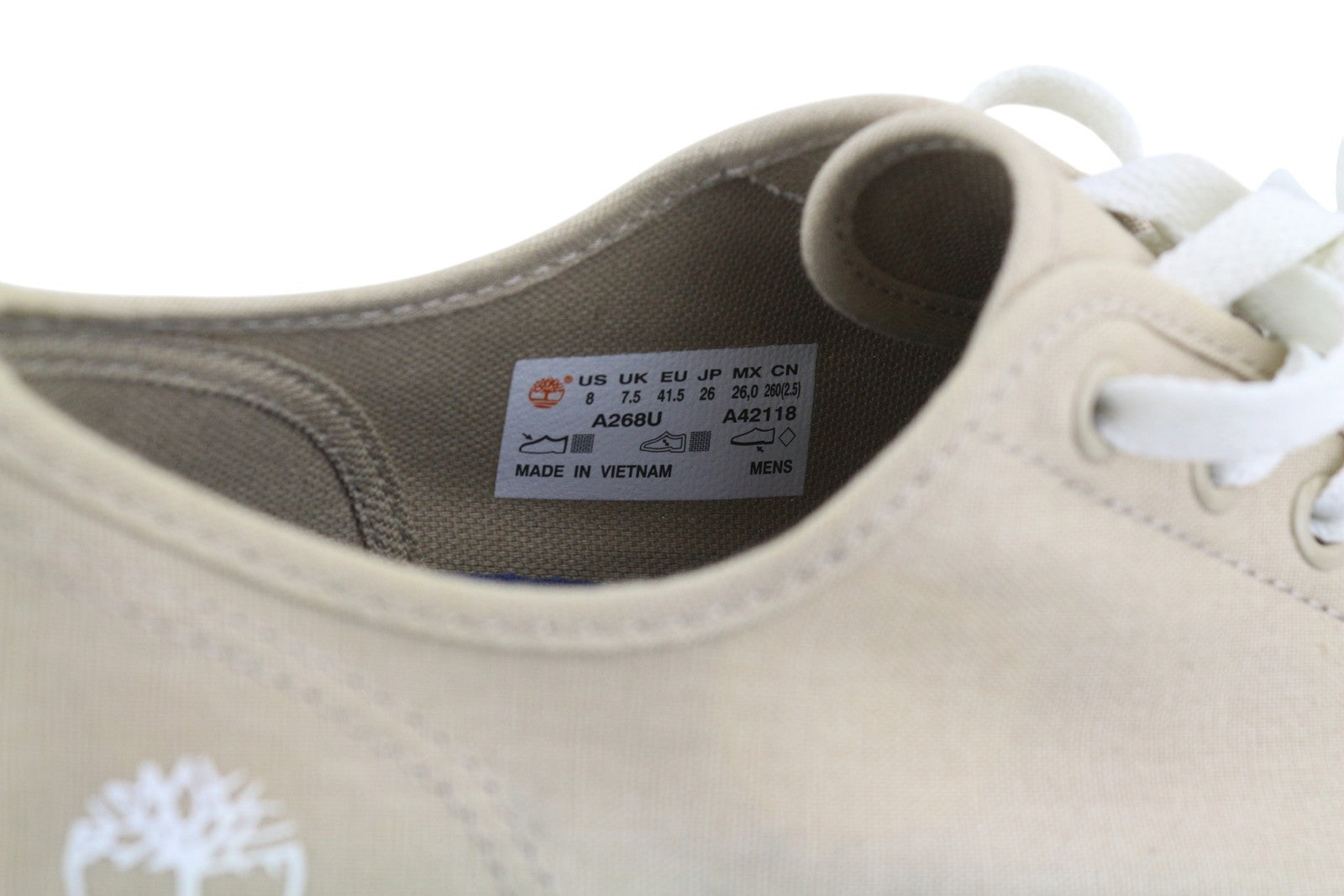 TIMBERLAND A268U Men Sneakers EU41.5/42 Beige Low Top Lace Up Casual Trainers