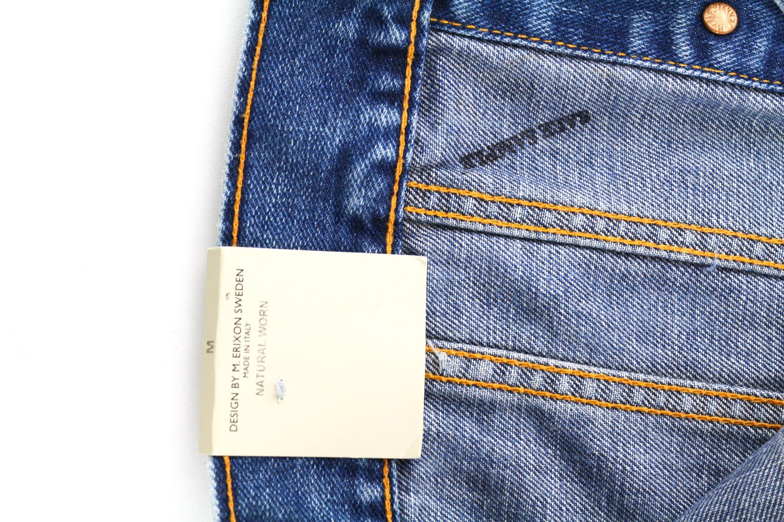 NUDIE Terry Natural Worn Mens Jacket M Aged Look Blue Faded Button Closure PL