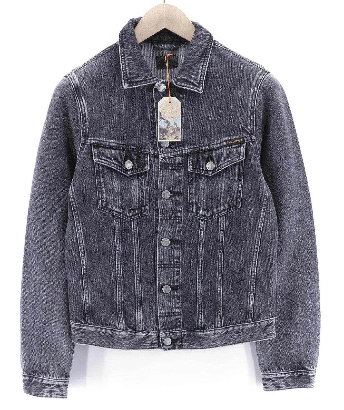 Nudie Jeans Billy Grey Stardust  Mens Jacket S PL Neck Unlined Pockets