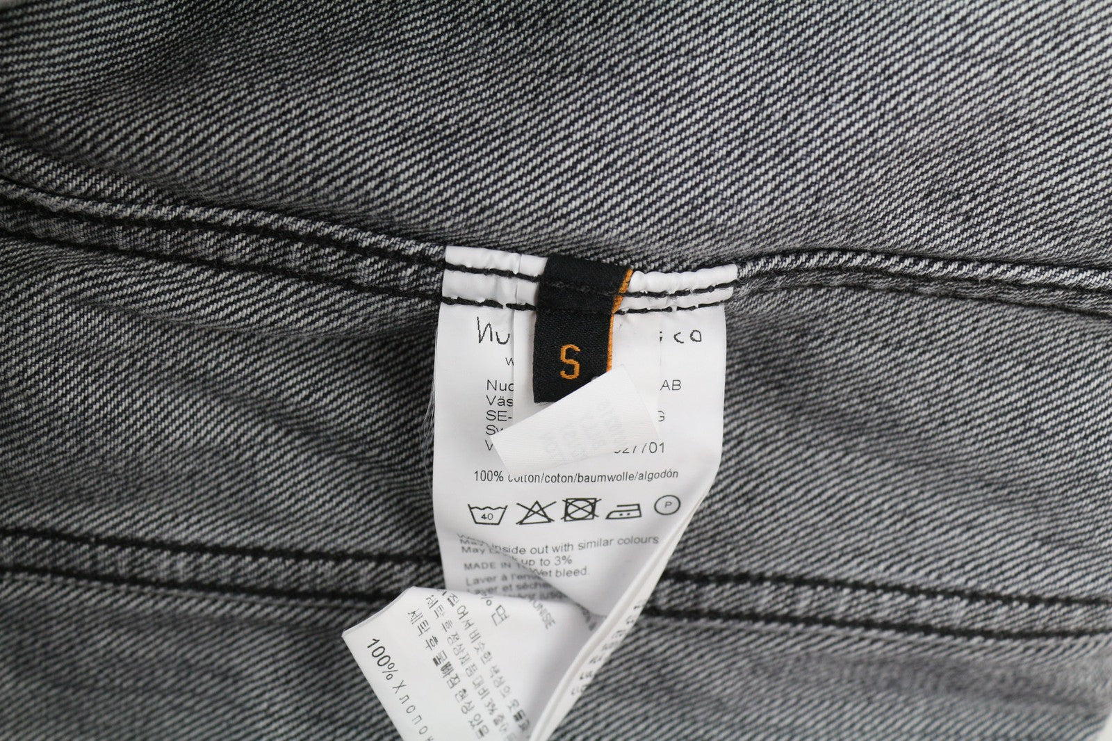 Nudie Jeans Billy Grey Stardust  Mens Jacket S PL Neck Unlined Pockets