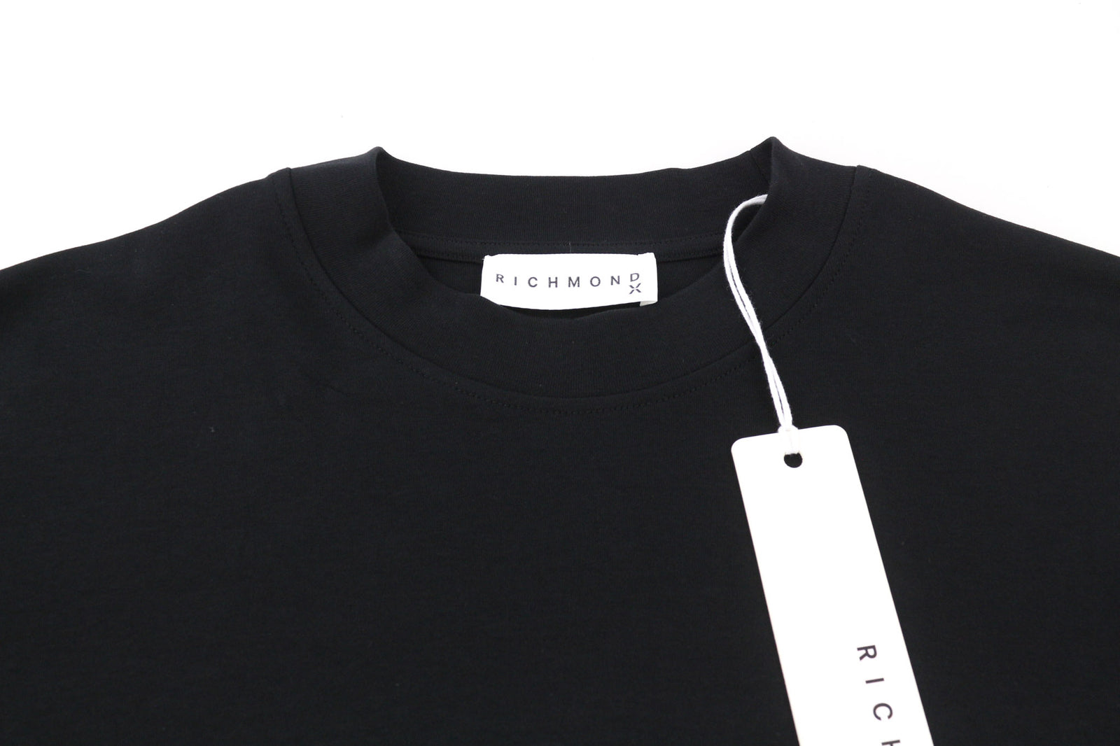 RICHMOND Men T-Shirt S Black Oversize Loose Crew Neck Print Stretch Cotton Logo