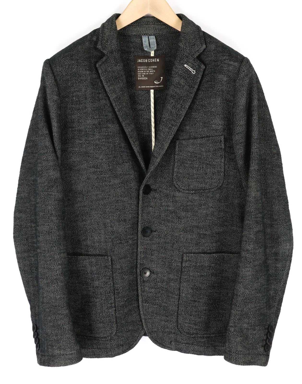 JACOB COHEN J521 Mens Blazer 52 Dark Grey Cotton Wool  Patterned Unlined