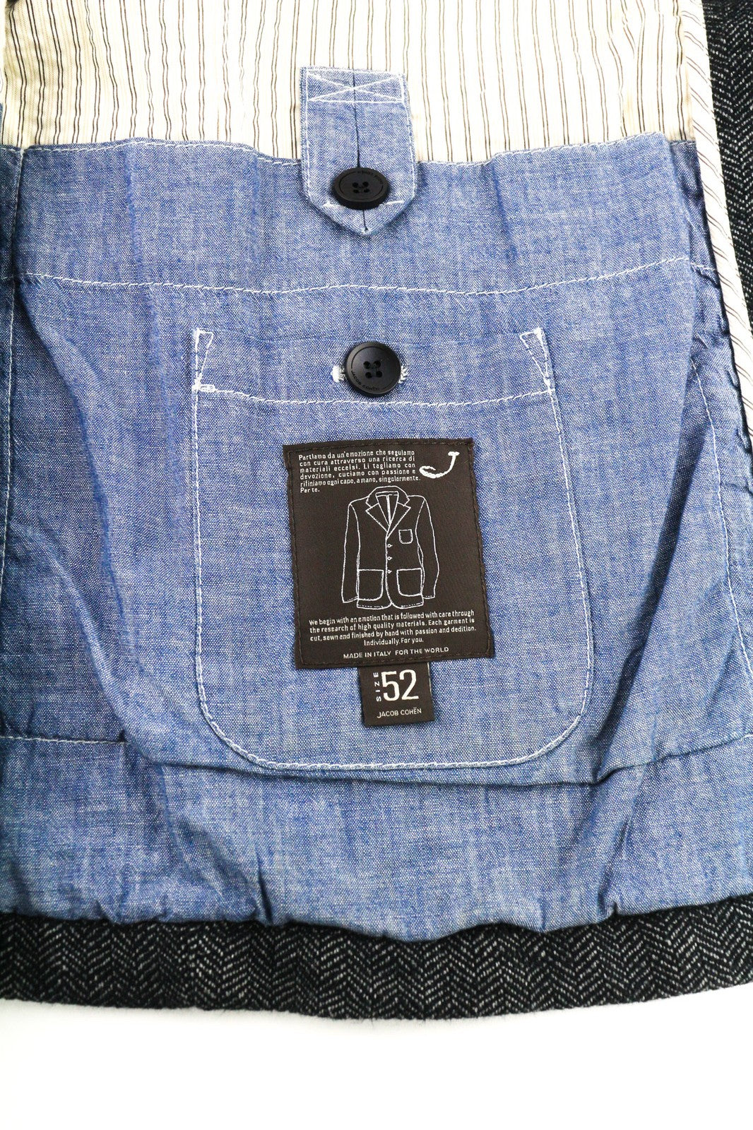 JACOB COHEN J521 Mens Blazer 52 Dark Grey Cotton Wool  Patterned Unlined