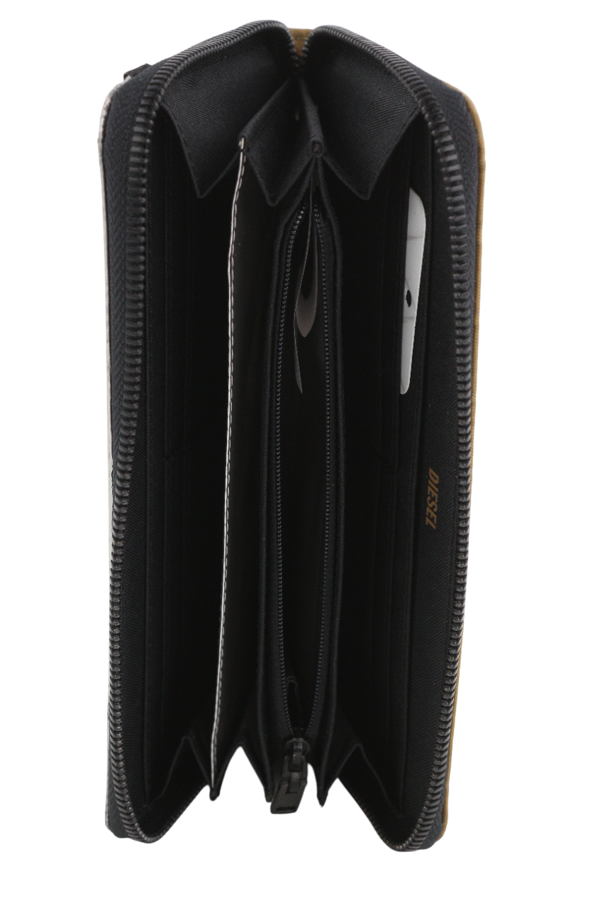 DIESEL 24 Zip Pocket Womens Wallet ONE SIZE Brown Zipper Closure All Seasons