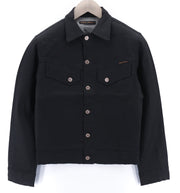 NUDIE Conny Stretch Dry Black Coated Mens Jacket XS Unlined Button