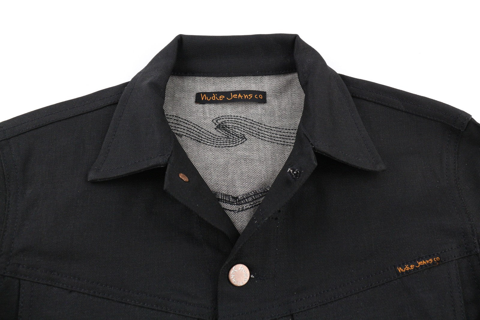 NUDIE Conny Stretch Dry Black Coated Mens Jacket XS Unlined Button