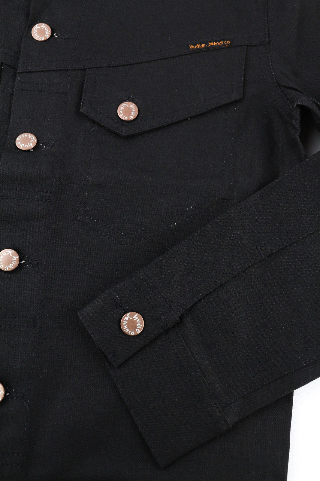 NUDIE Conny Stretch Dry Black Coated Mens Jacket XS Unlined Button