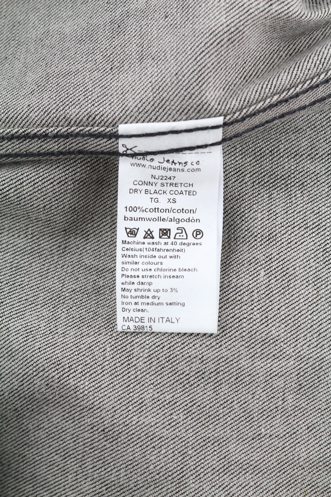 NUDIE Conny Stretch Dry Black Coated Mens Jacket XS Unlined Button