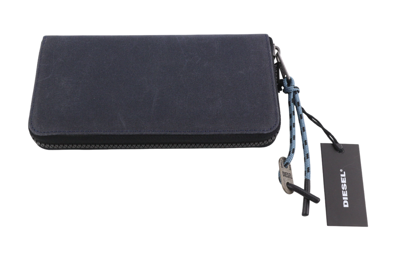 DIESEL Isuki 24 Zip Unisex Wallet ONE SIZE Black Zipper Closure RRP€150