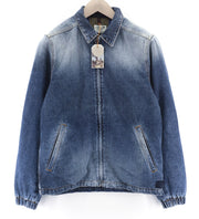 NUDIE Torkel Vintage Blue Mens Jacket XS Wool Lining PL Neck Pockets Faded