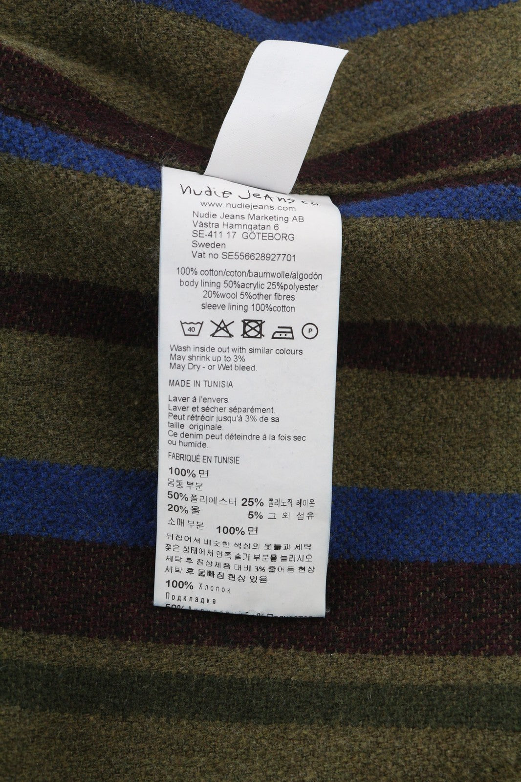 NUDIE Torkel Vintage Blue Mens Jacket XS Wool Lining PL Neck Pockets Faded