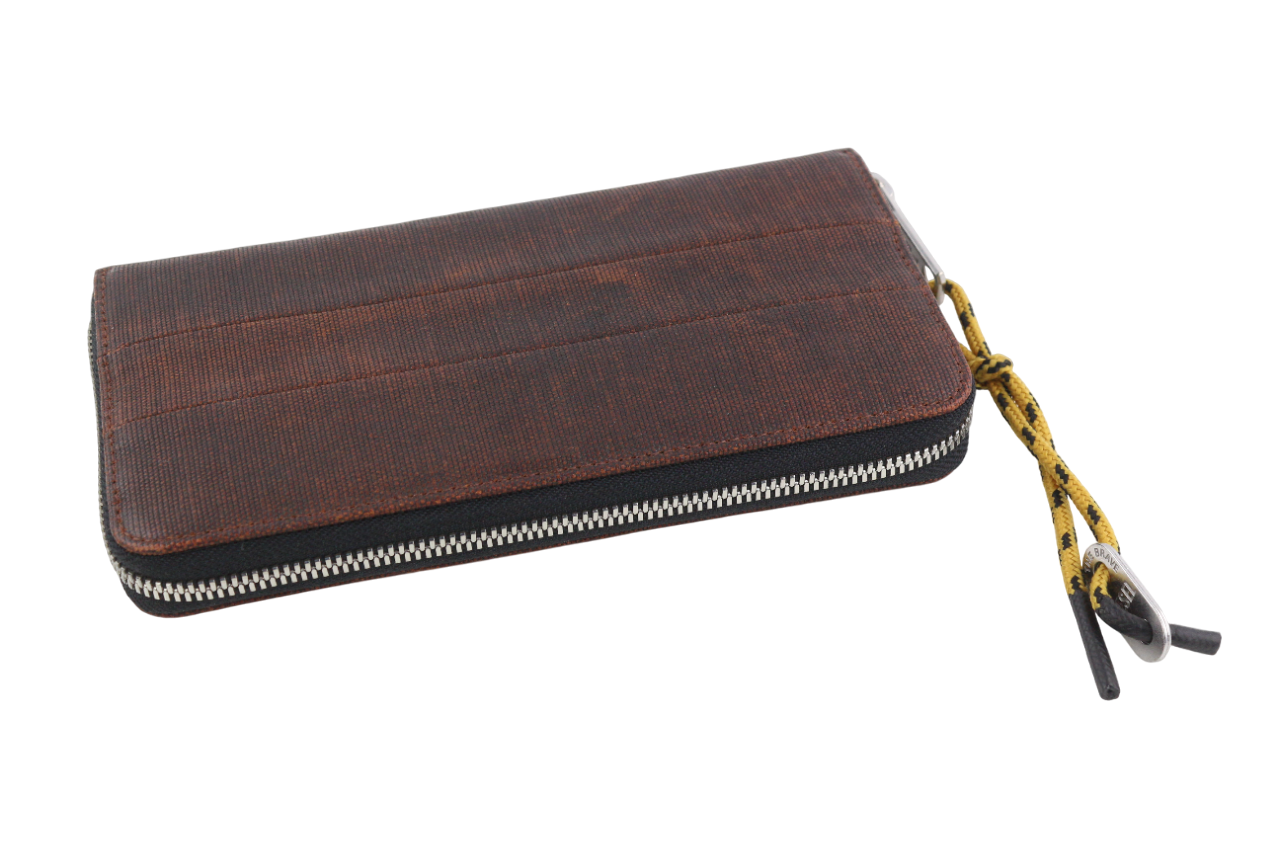 DIESEL Unisex Wallet ONE SIZE Washed Dark Brown Zipper Closure RRP€150