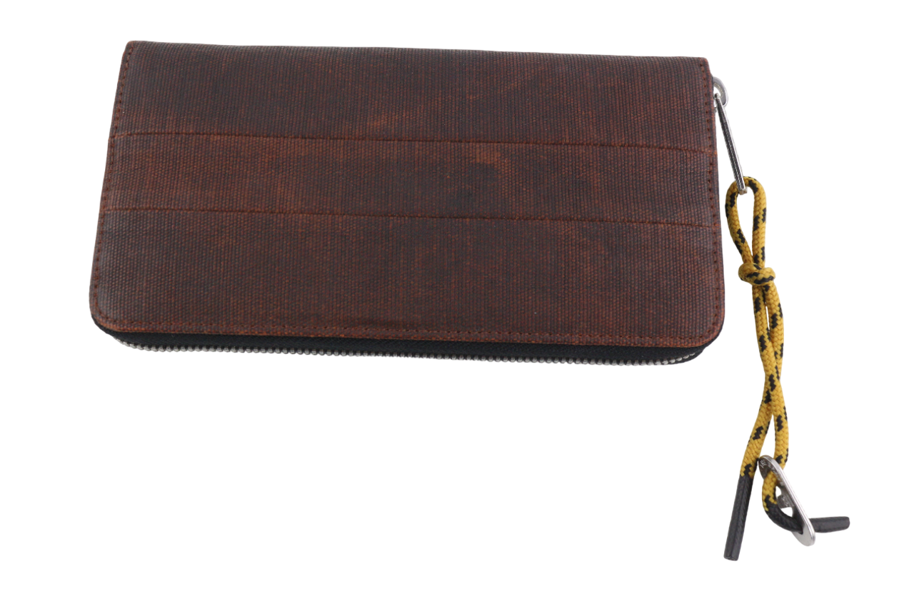 DIESEL Unisex Wallet ONE SIZE Washed Dark Brown Zipper Closure RRP€150