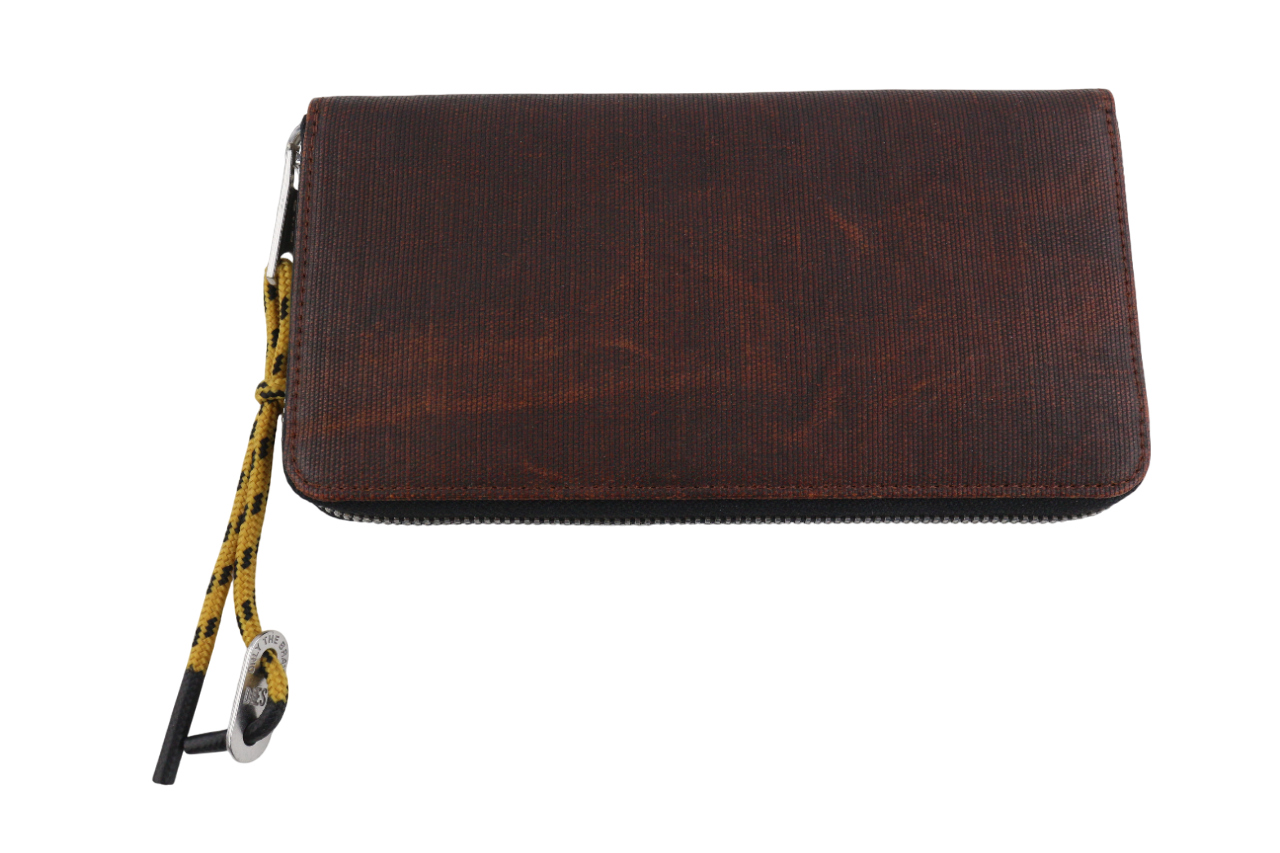 DIESEL Unisex Wallet ONE SIZE Washed Dark Brown Zipper Closure RRP€150