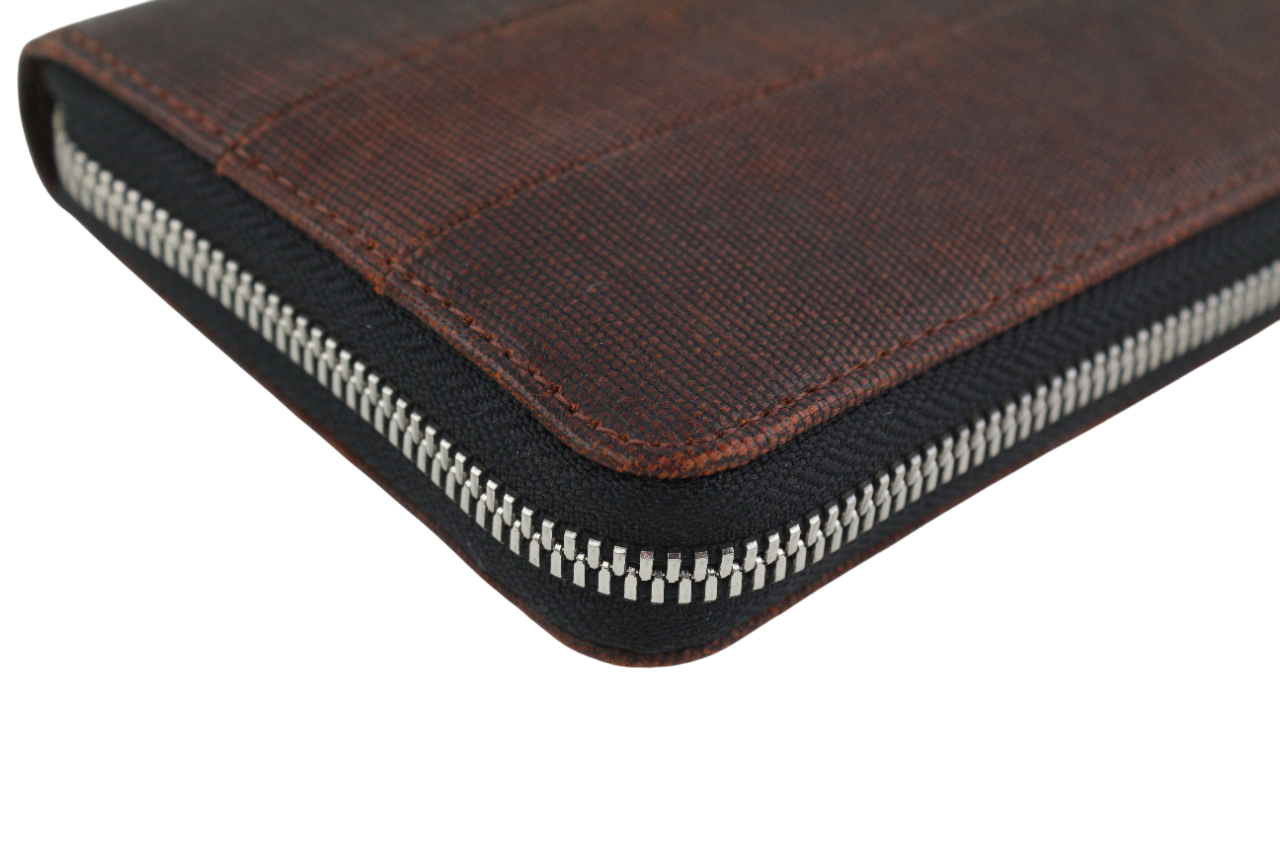 DIESEL Unisex Wallet ONE SIZE Washed Dark Brown Zipper Closure RRP€150