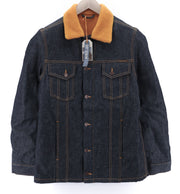 NUDIE Helmut Orange Pile  Mens Jacket M Sherpa Inside Dark Blue PL