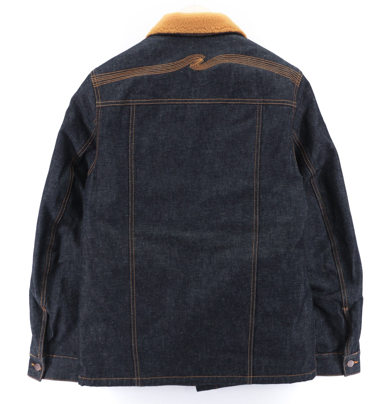 NUDIE Helmut Orange Pile  Mens Jacket M Sherpa Inside Dark Blue PL