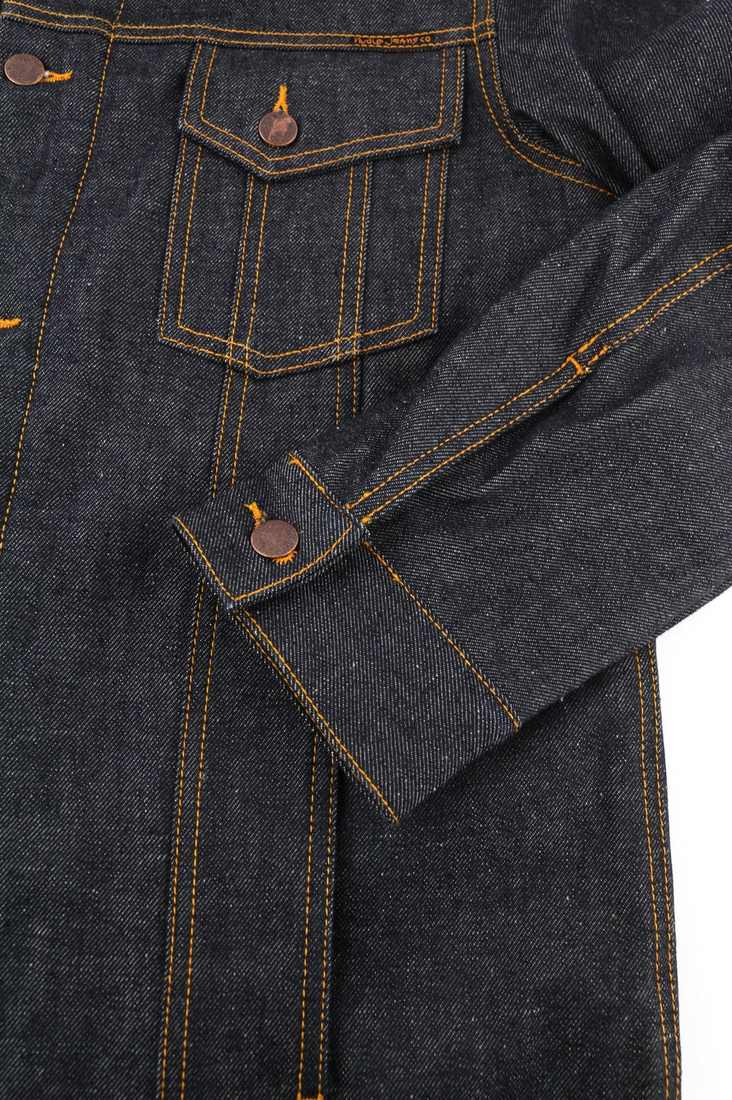 NUDIE Helmut Orange Pile  Mens Jacket M Sherpa Inside Dark Blue PL