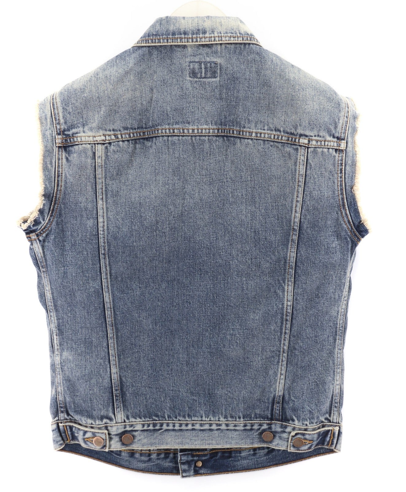 NUDIE Willy Shimmering Indigo Mens Waistcoat M Sleeveless  Distressed