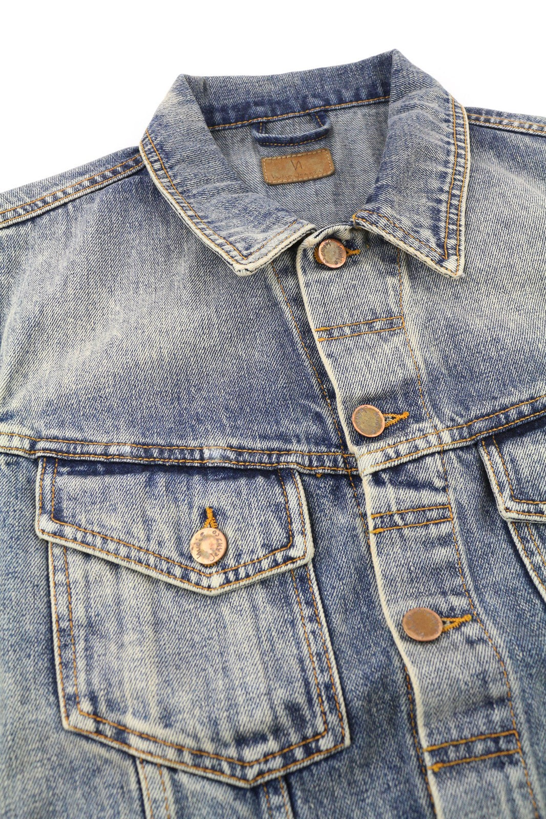 NUDIE Willy Shimmering Indigo Mens Waistcoat M Sleeveless  Distressed