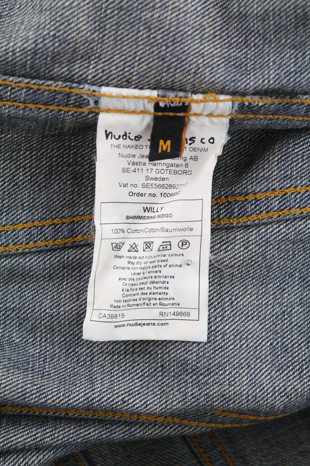 NUDIE Willy Shimmering Indigo Mens Waistcoat M Sleeveless  Distressed