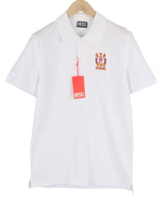 DIESEL T-Smith-E2 Mens T-Shirt M Short Sleeve Polo Neck Patterned White RRP€110
