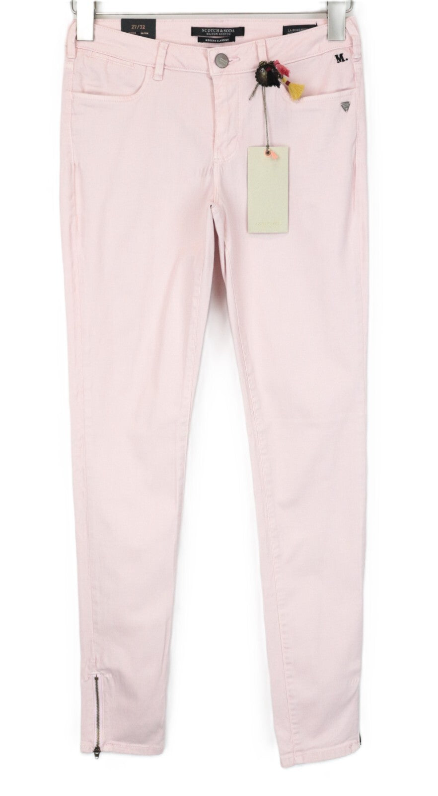 MAISON SCOTCH La Bohemienne W27/L32 Women's Pink Skinny Zip Hem Jeans