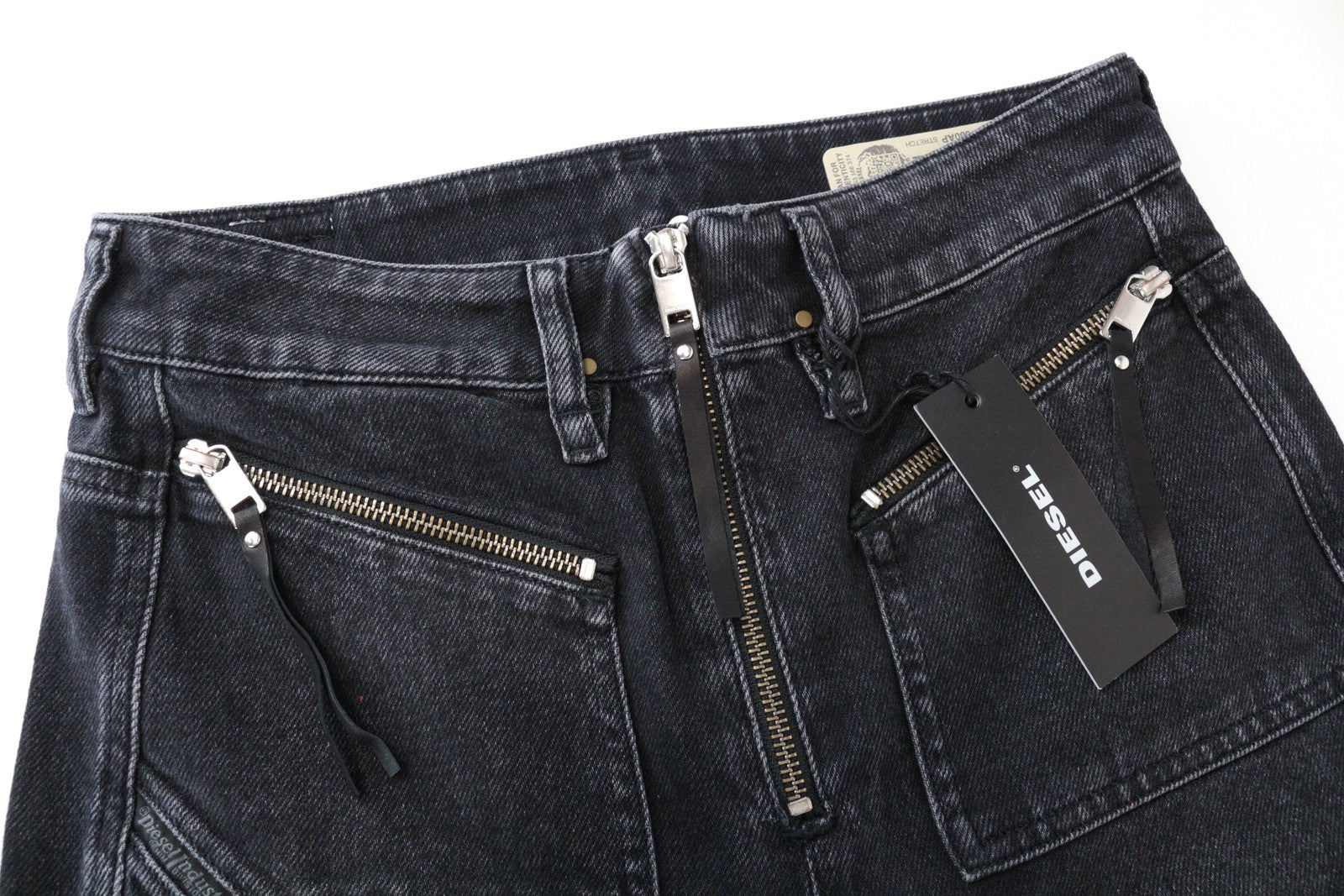 DIESEL D-Earlie 080AP W27/L32 Crop Slim Black Washed Cotton Stretch