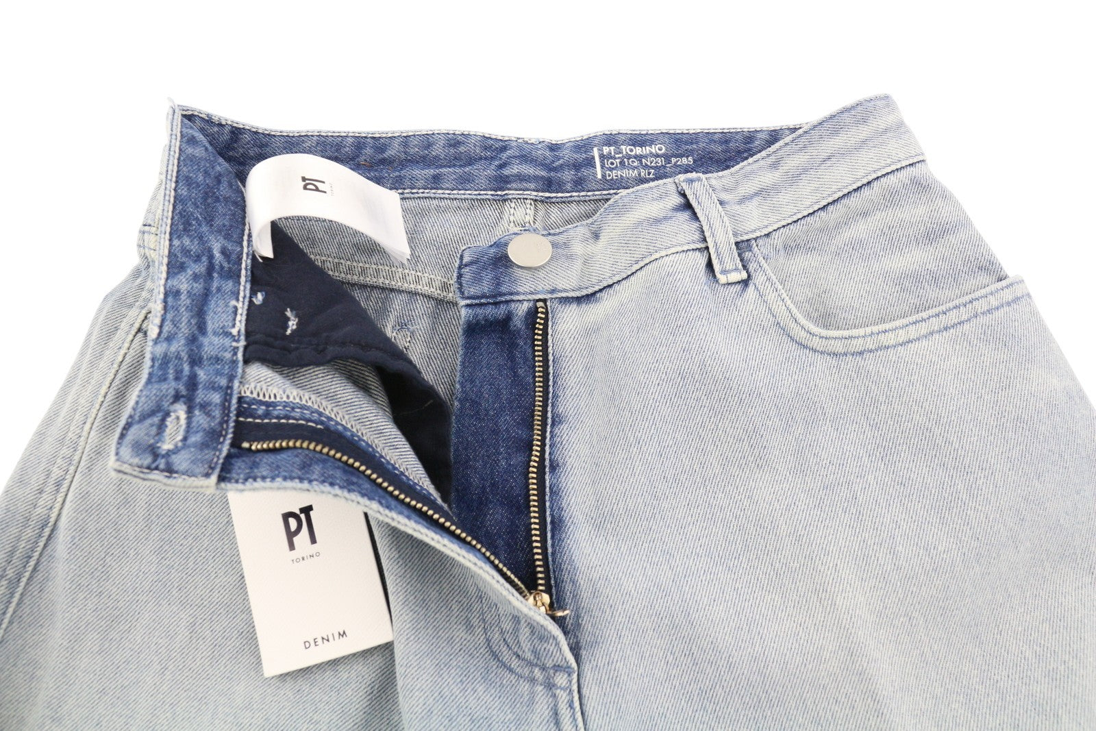 PT TORINO Womens Jeans W27  Blue Washed Unfinished Hems Wide Leg Ankle Zip