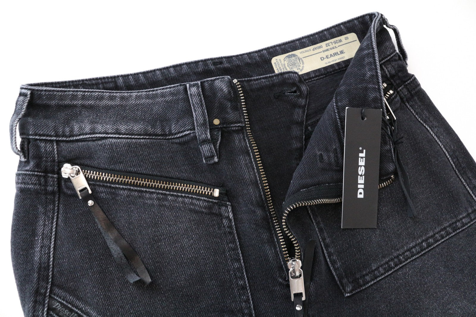 DIESEL D-Earlie 080AP W26/L32 Washed Black Slim Stretch Cotton Jeans