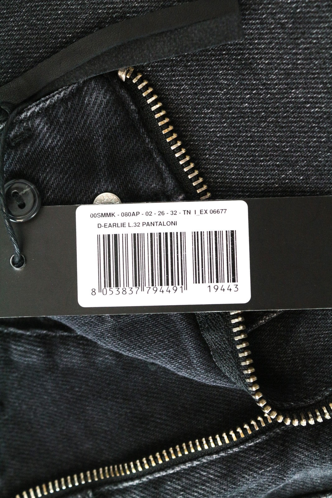 DIESEL D-Earlie 080AP W26/L32 Washed Black Slim Stretch Cotton Jeans