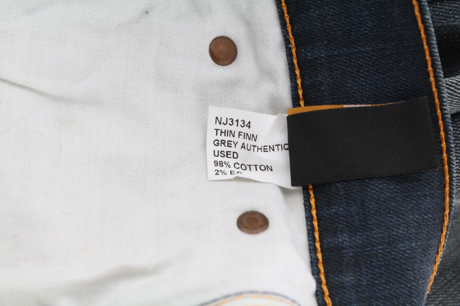 NUDIE Thin Finn Grey Authentique Used Men Jeans W30/L32 Whiskers Cotton