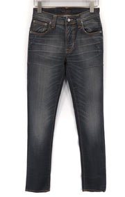 NUDIE Thin Finn Grey Authentique Used Mens Jeans W29/L34 Slim  Cotton Zip Fly