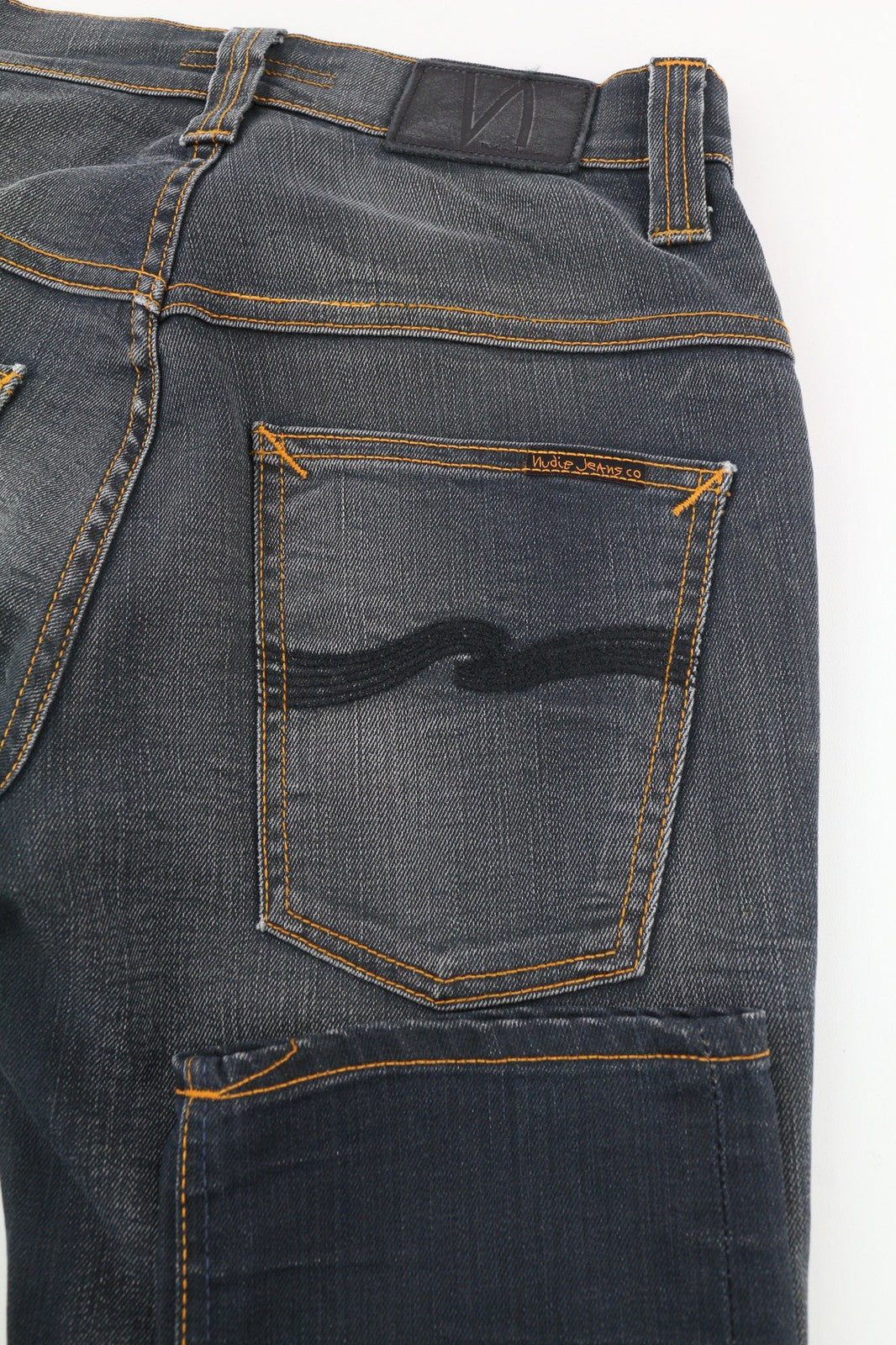 NUDIE Thin Finn Grey Authentique Used Mens Jeans W29/L34 Slim  Cotton Zip Fly